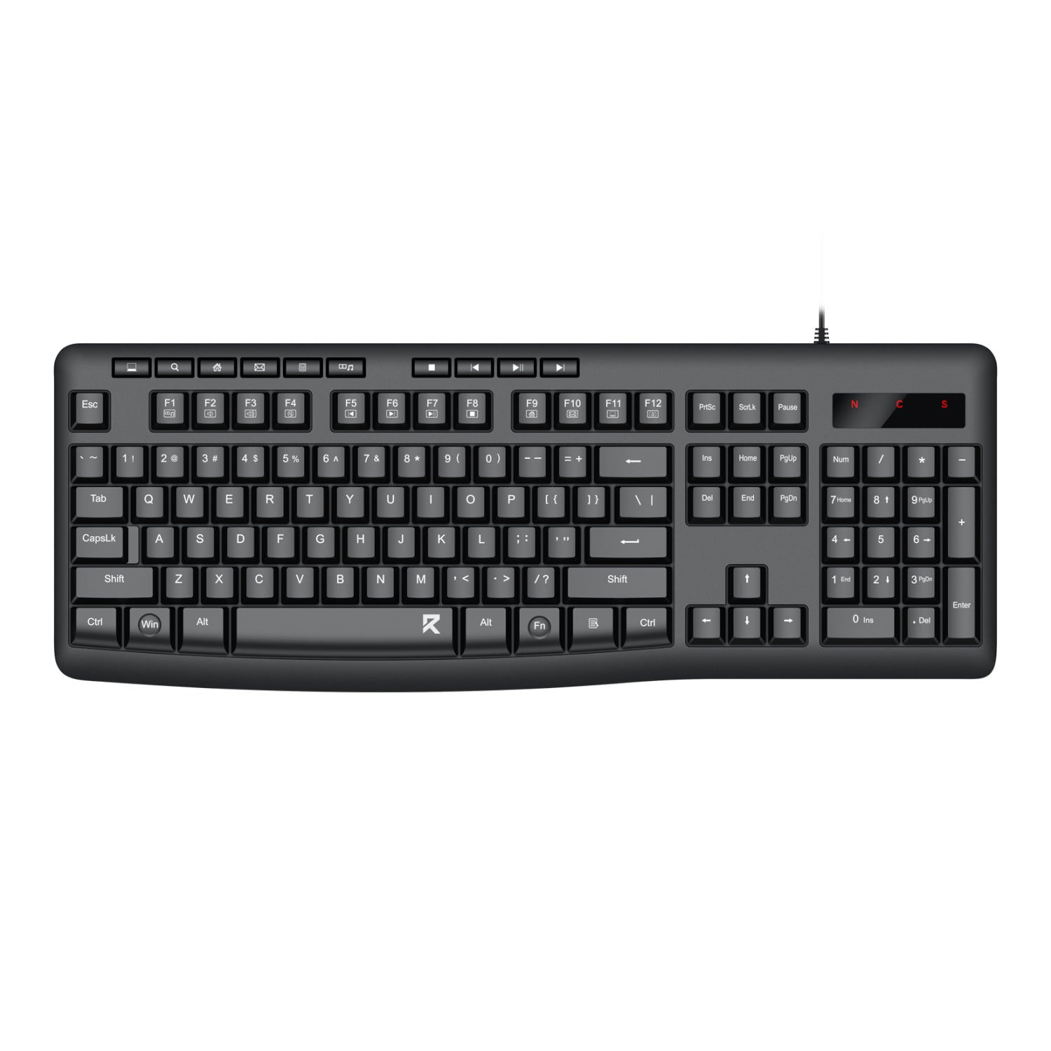 Redragon BK-7366 Full-size Ergonomic Membrane Office Keyboard - Black-0