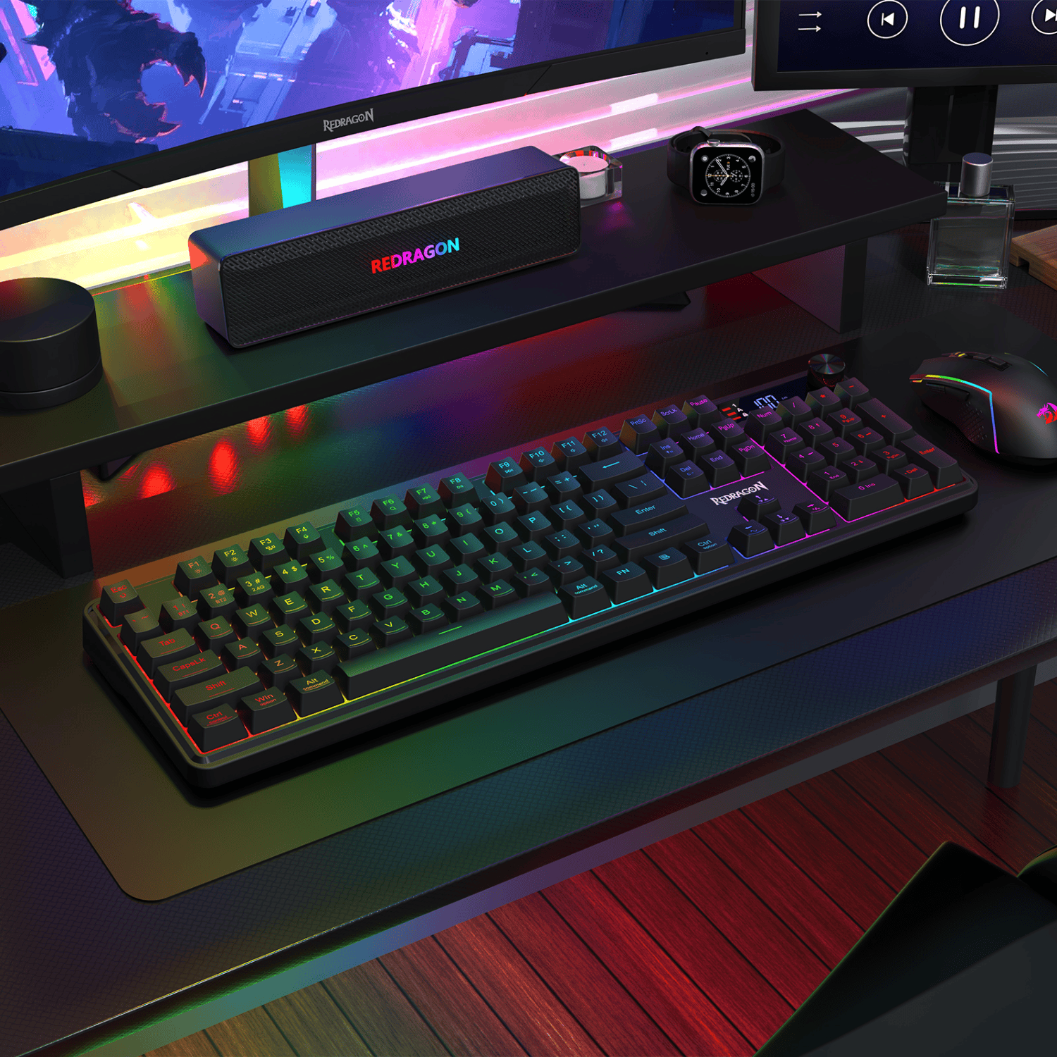Redragon RM104 PRO VOLCANO RGB Wireless Membrane Gaming Keyboard - Black-6