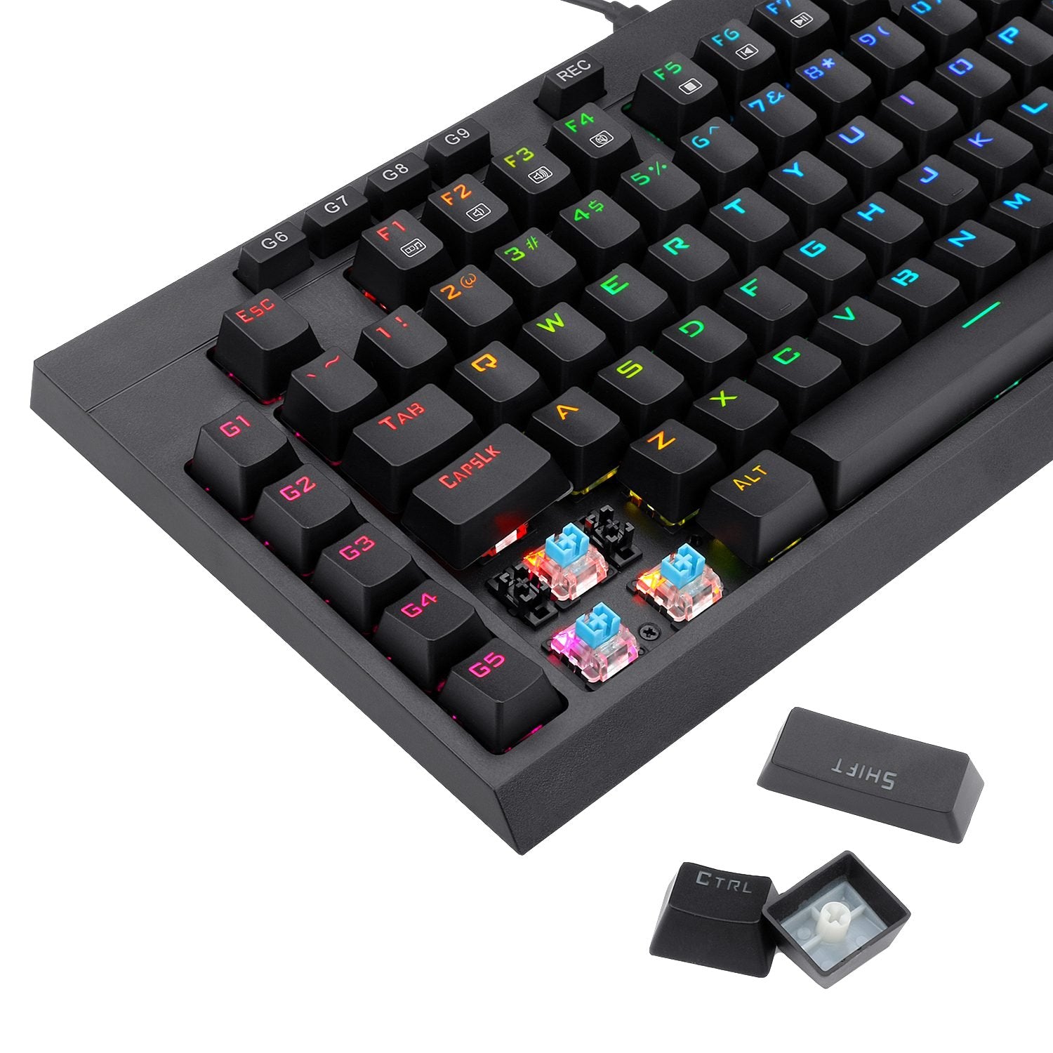 Redragon K588 RGB Pro BROADSWORD TKL Mechanical Wired Gaming Keyboard - Black-5