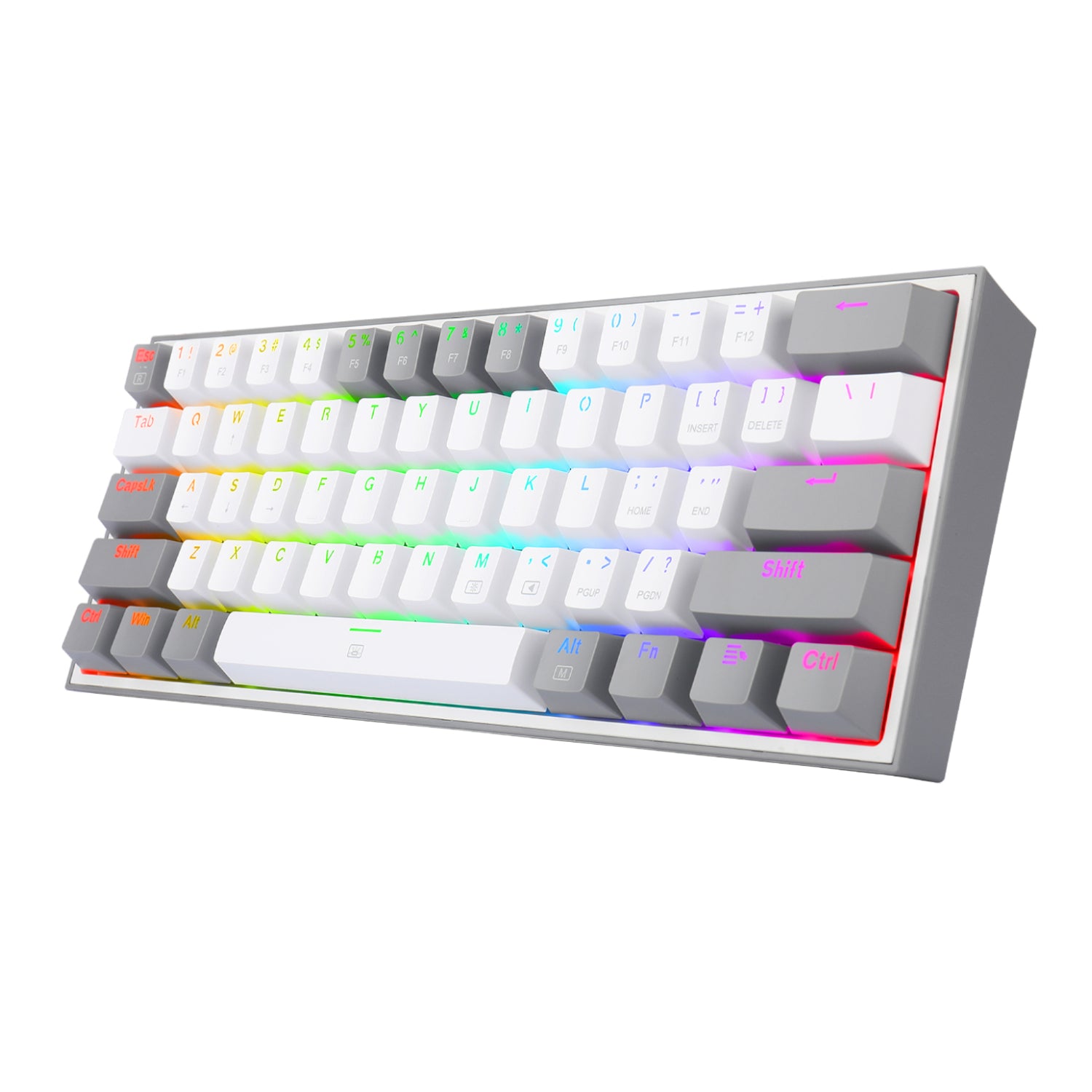 Redragon K617 FIZZ 60% Wired RGB Gaming Keyboard - White/Grey-1