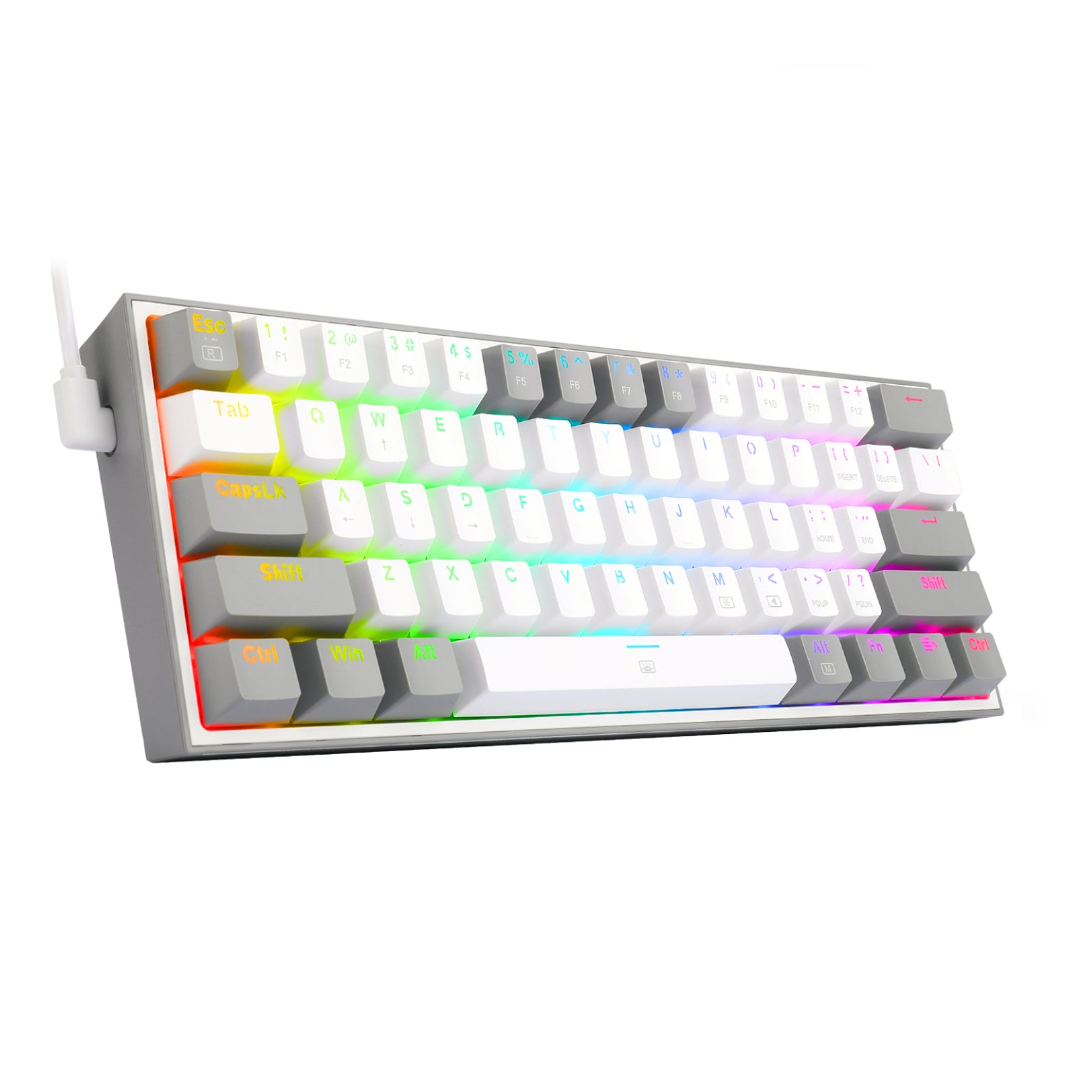 Redragon K617 FIZZ 60% Wired RGB Gaming Keyboard - White/Grey-2
