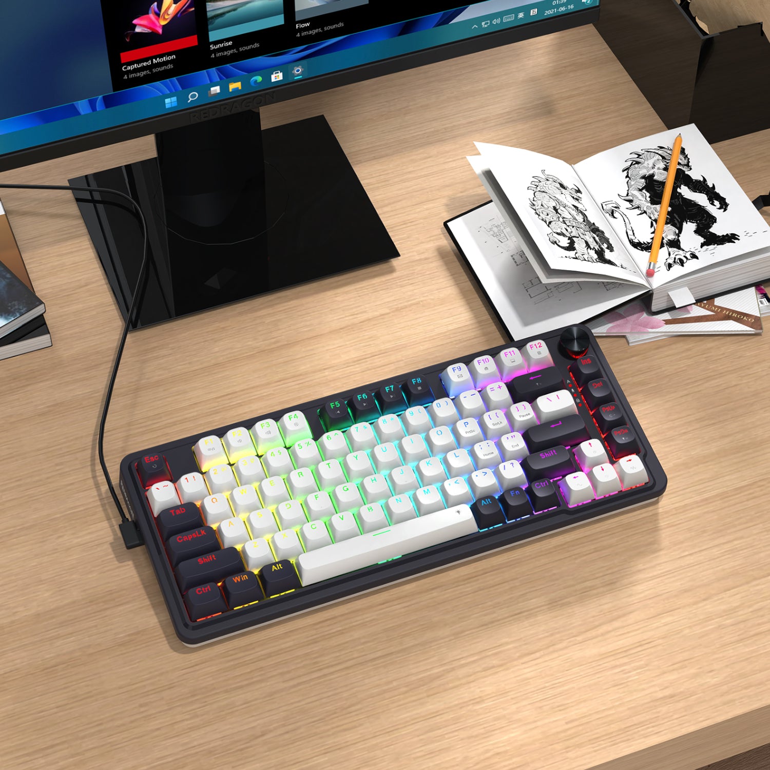 Redragon K673 UCAL 75% Magnetic Ultramag Switch Wired Keyboard - Black-5