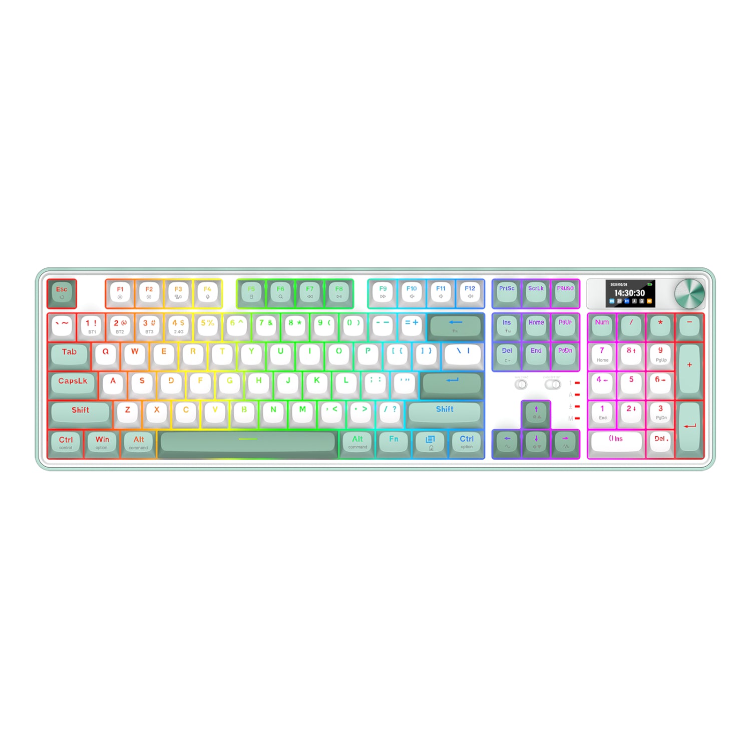 Redragon WYVERN K761 Pro Full-size RGB Wireless Mechanical Gaming Keyboard - White/Green-1