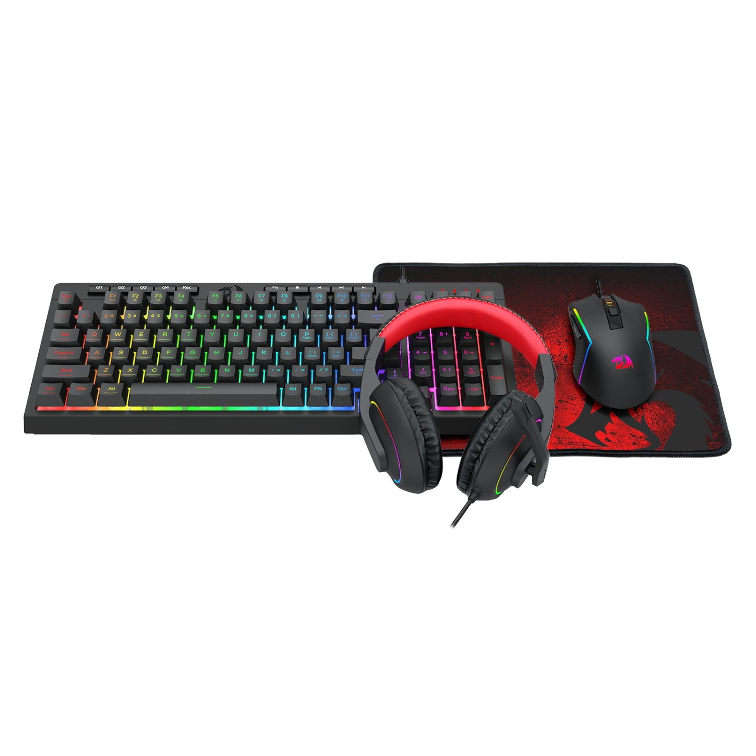 Redragon 4-in-1 Keyboard | Mouse | Mousepad | RGB Headset Gaming Combo-1