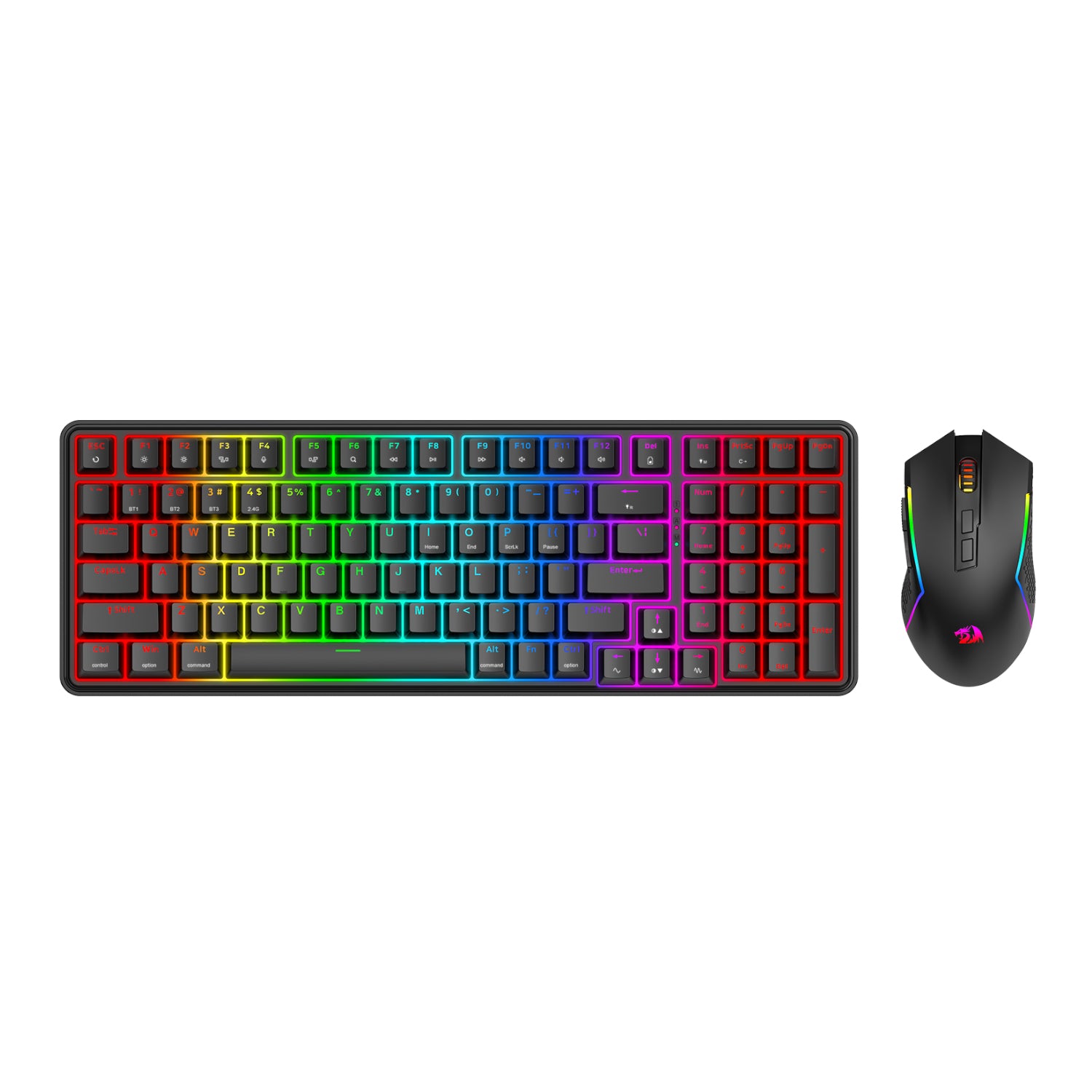 Redragon S162 RGB 3-Mode Wireless Mechanical Gaming Keyboard and Mouse Combo - Black-0