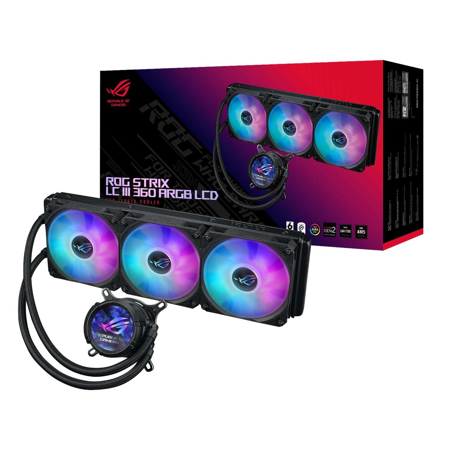 Asus ROG STRIX LC III 360 ARGB LCD All-in-one CPU Liquid Cooler - Black-0