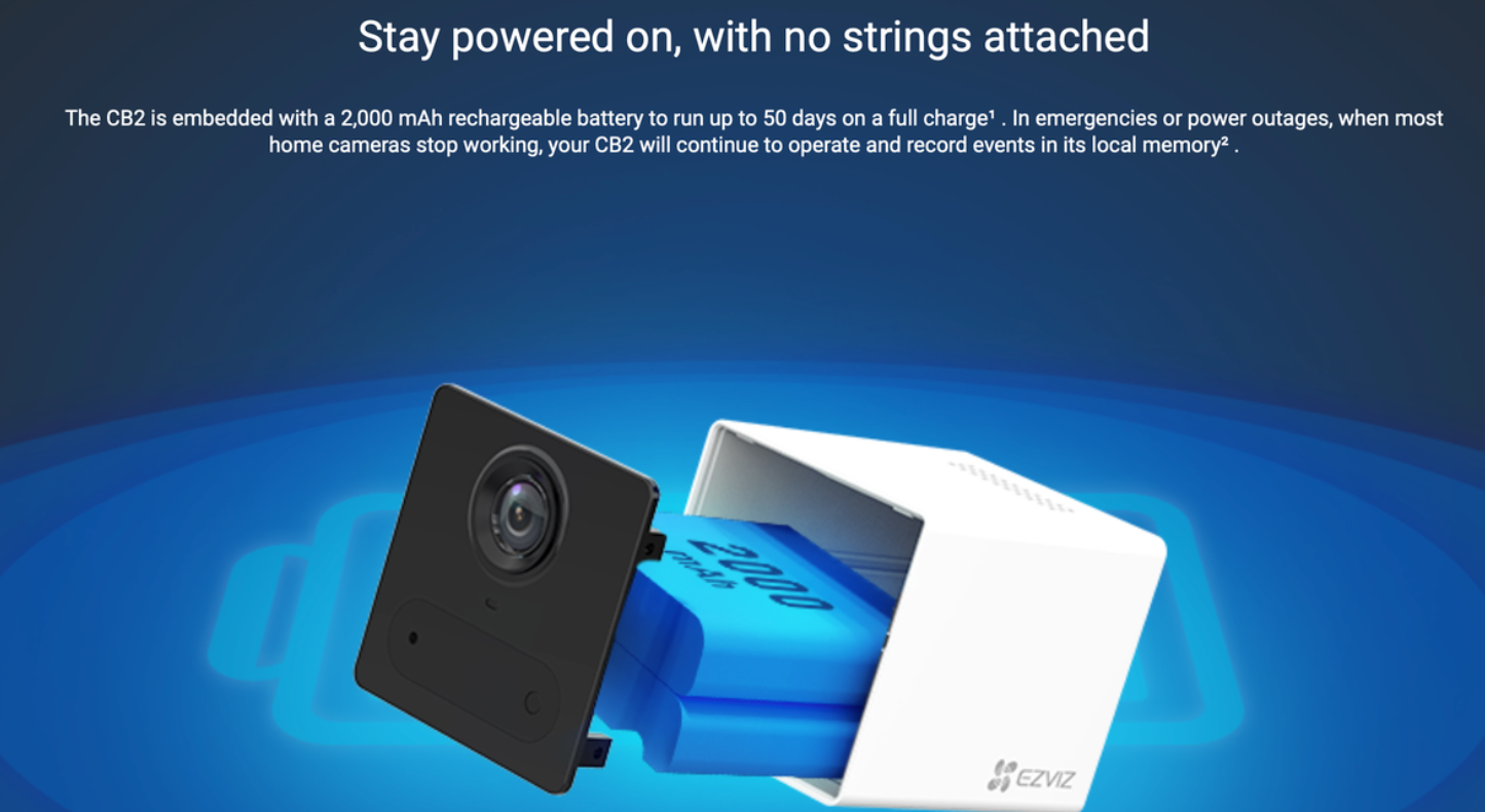 EZVIZ CB2 White Rechargeable Portable 1080p Smart Home WiFi Battery Camera