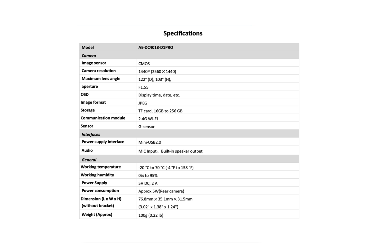 Hikvision Dashcam D1 Pro Full HD 1440P camera built in Wifi + 64GB SD card (UNBOXED DEAL) (Copy)