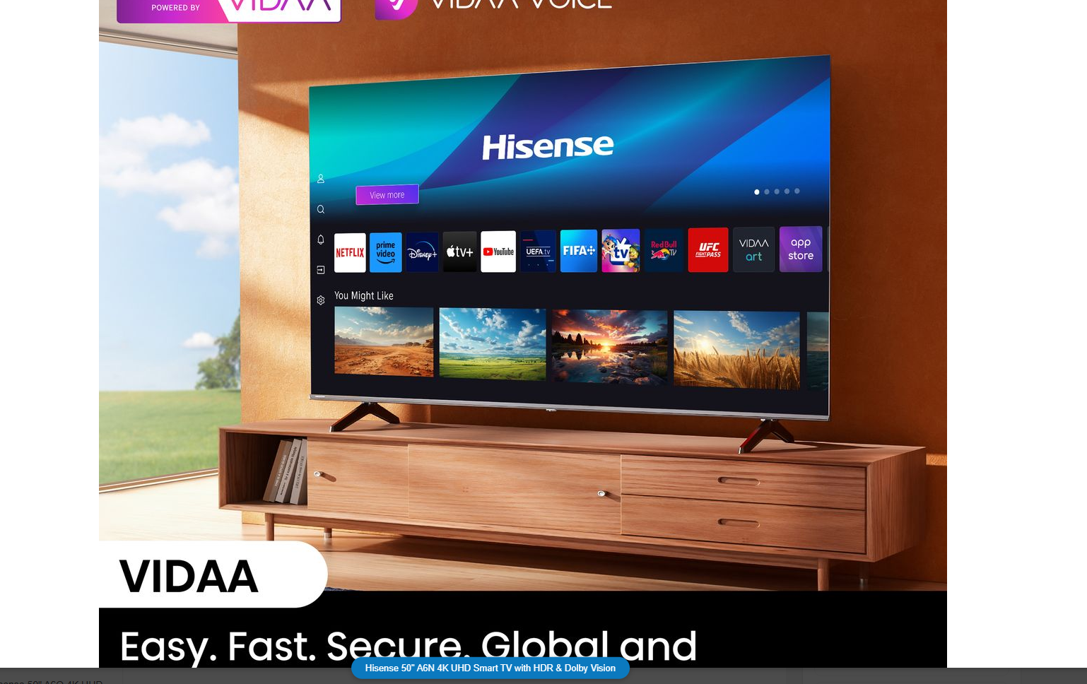 Hisense 50 inch A6N Series Direct LED UHD Vidaa (UNBOXED DEAL)
