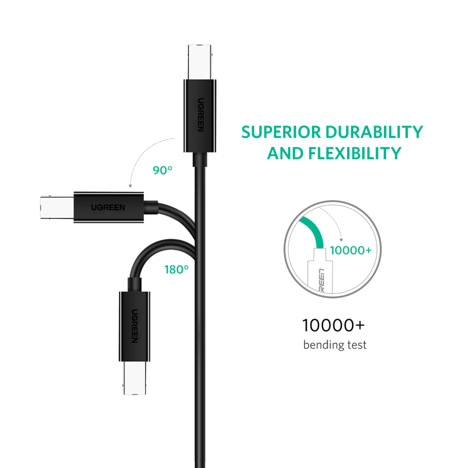 UGreen USB Type-C to B Male Printing Cable 2m - Black-3