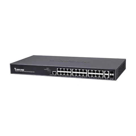 VIVOTEK Managed 24x GE PoE; 2x Combo SFP Switch; 370W