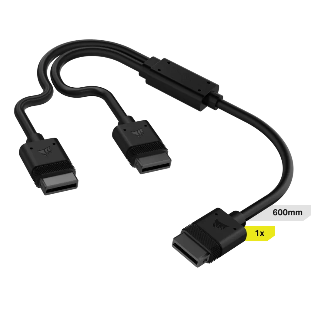 CORSAIR iCUE LINK Cable; 1x 600mm Y-Cable with Straight connectors; Black