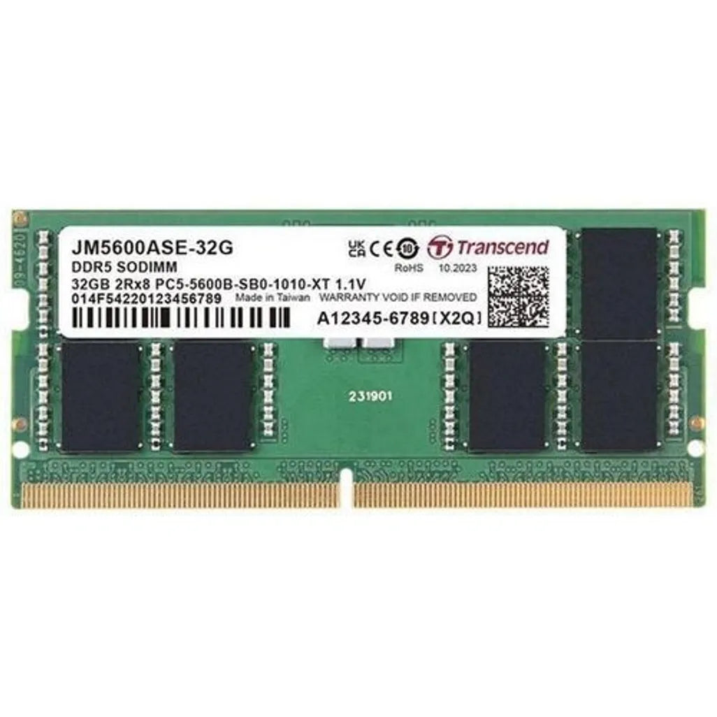 TRANSCEND JET MEMORY 32GB DDR5-5600 Unbuffered SO-DIMM 2RX8 CL46 (2Gx8)x16