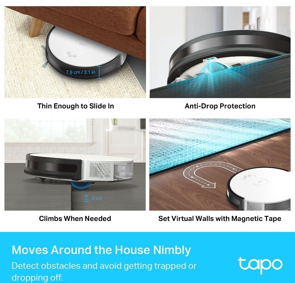 TP-Link Tapo RV10 Robot Vacuum and Mop Gyroscope 2600 mAh 300 ml