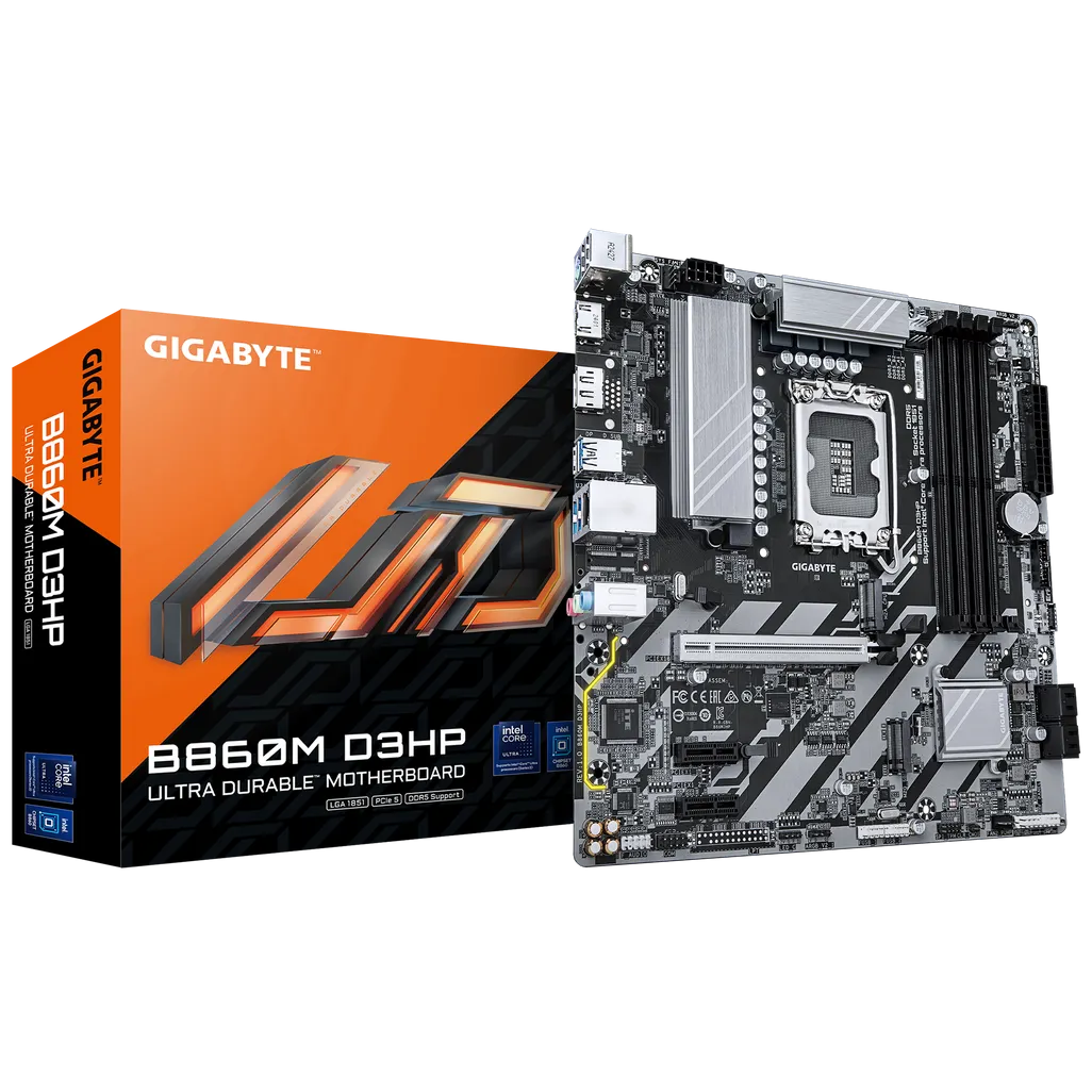 GIGABYTE Intel® B860 Chipset for LGA 1851; 4x DDR5; 2x M2; HDMI/DP; mATX.