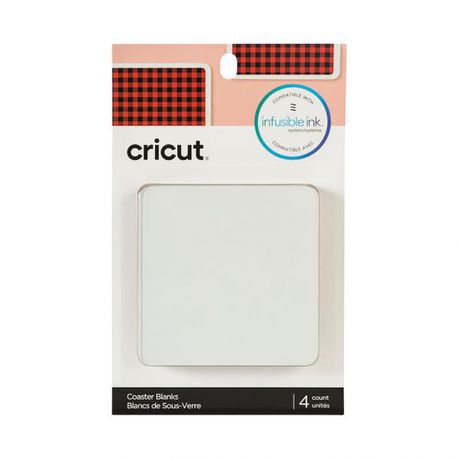 2006581: Cricut Infusible Ink Aluminium Coasters 4-pack (White; Square); 4 square coasters 3.75'' x 3.75'' (9.5 cm x 9.5 cm)