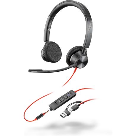 Poly Blackwire 3325 Stereo Microsoft Teams Certified USB-C Headset +3.5mm Plug +USB-C/A Adapter
