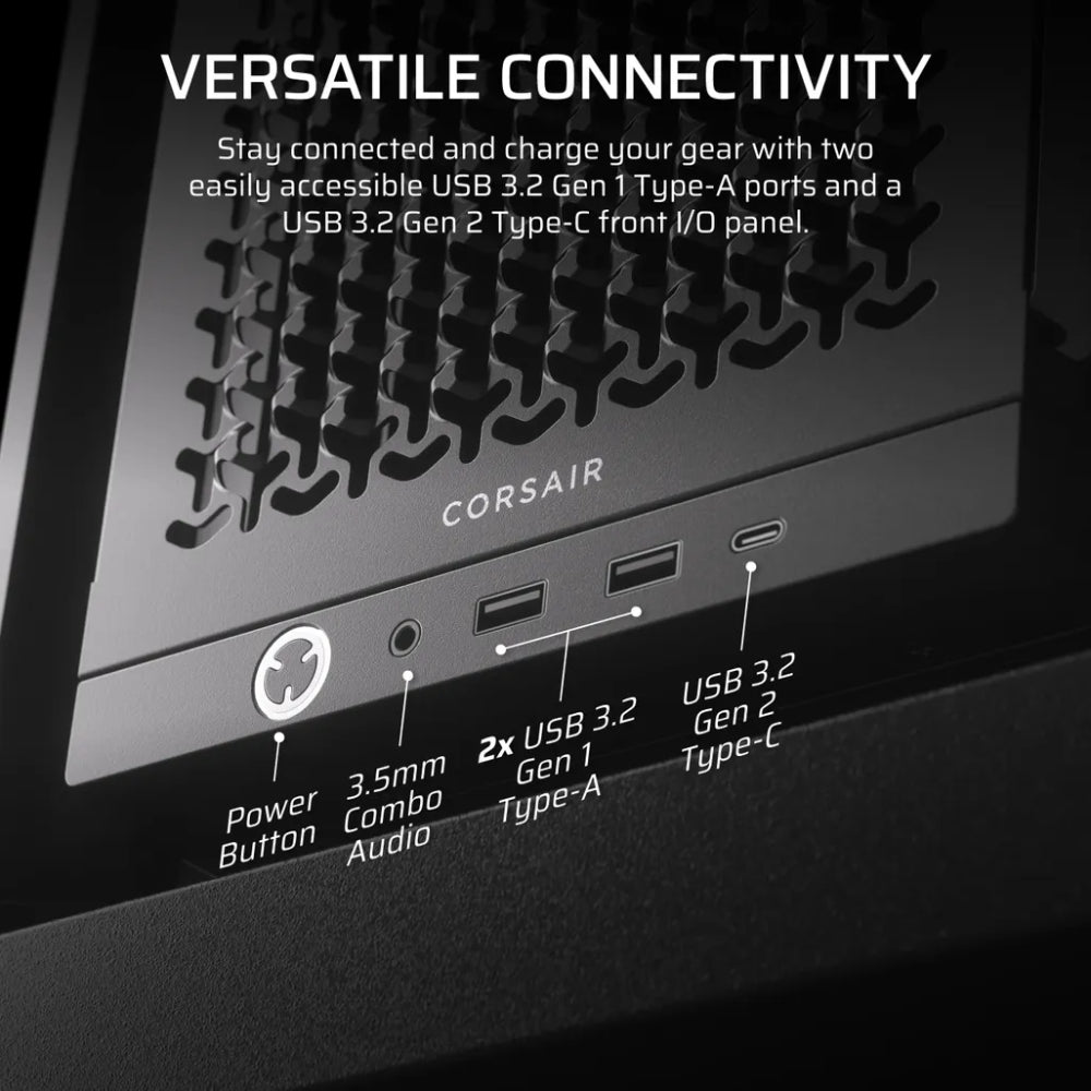 Corsair Frame 4000D Mid-Tower ATX PC Case - Black Tempered Glass Cover