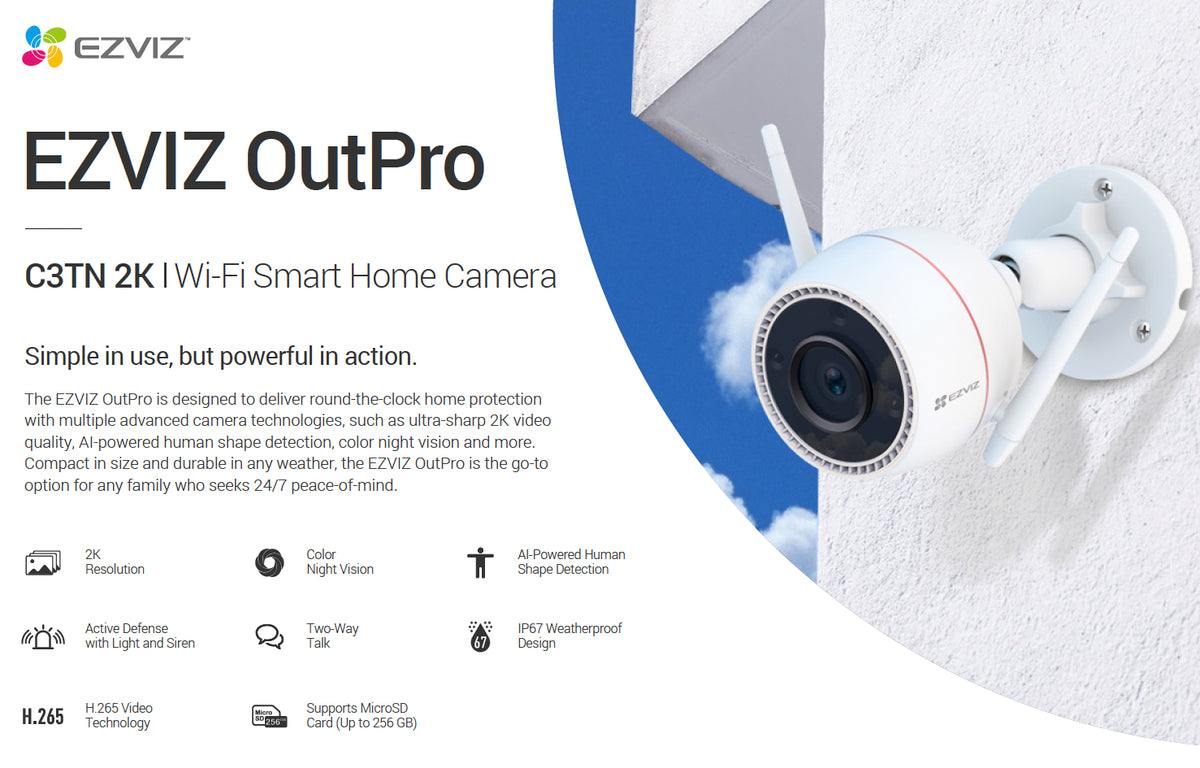 EZVIZ OutPro 2K - Outdoor Colour Night Vision WiFi Security Camera