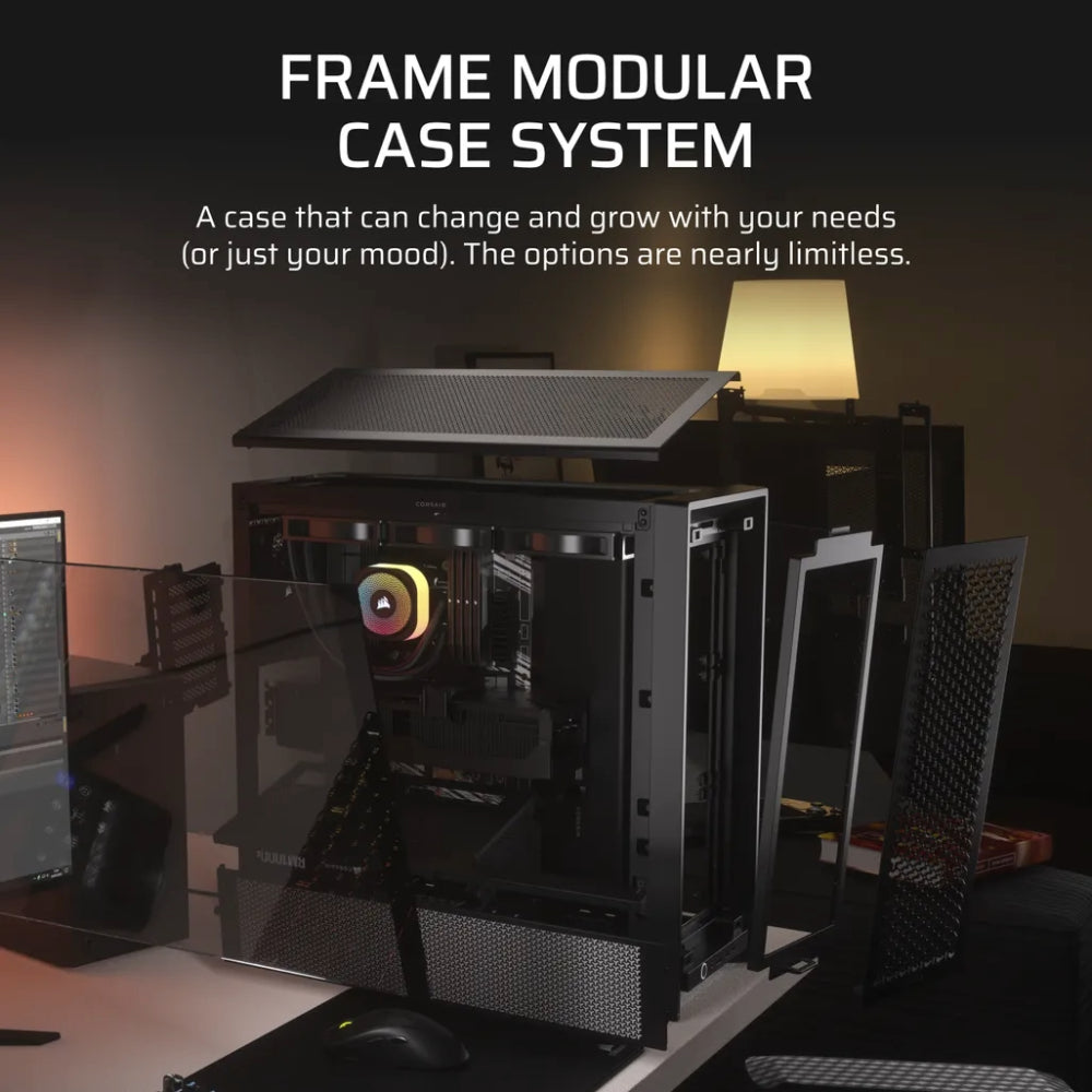 Corsair Frame 4000D Mid-Tower ATX PC Case - Black Tempered Glass Cover