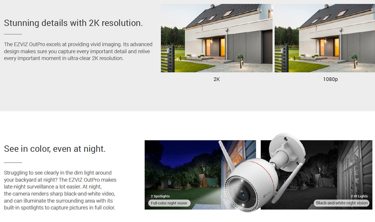 EZVIZ OutPro 2K - Outdoor Colour Night Vision WiFi Security Camera