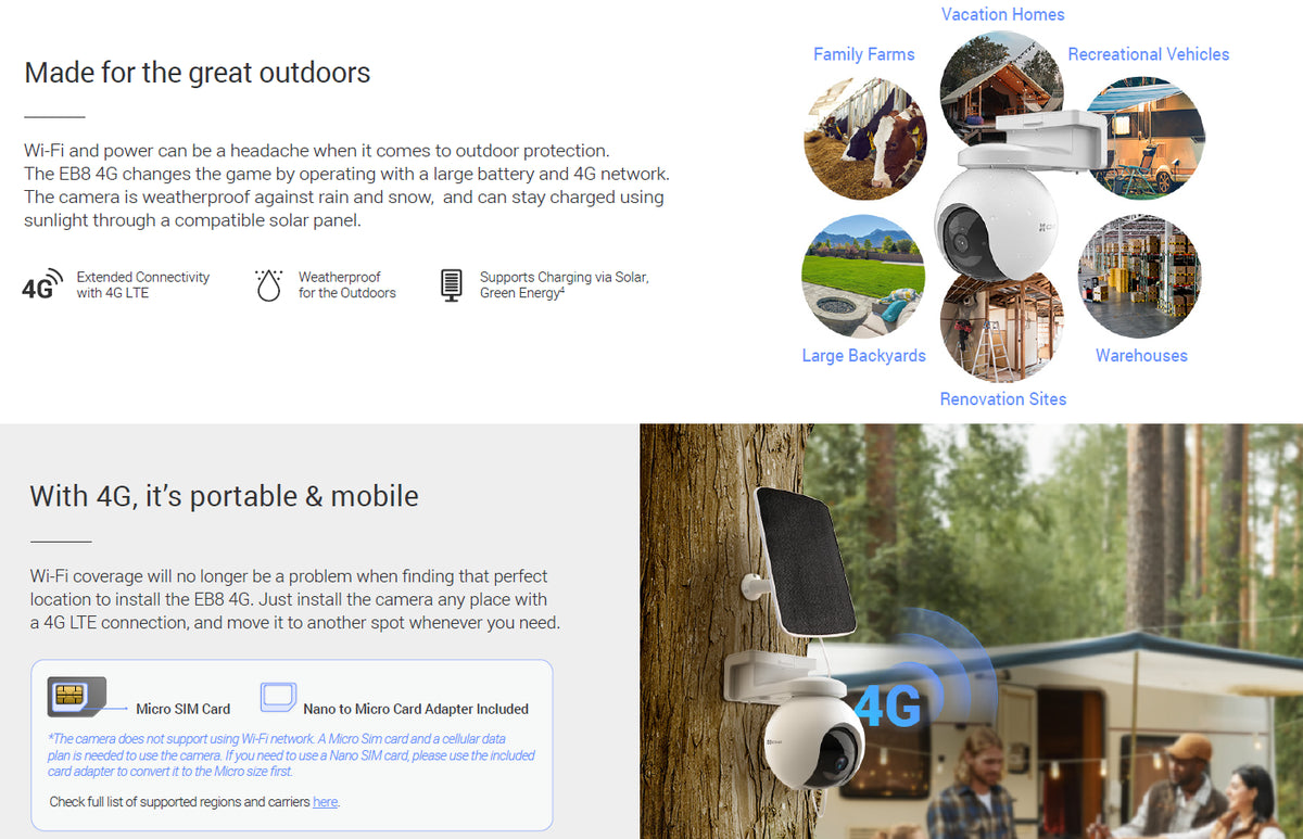 EZVIZ EB8 2K Battery-Powered PT 4G Security Camera