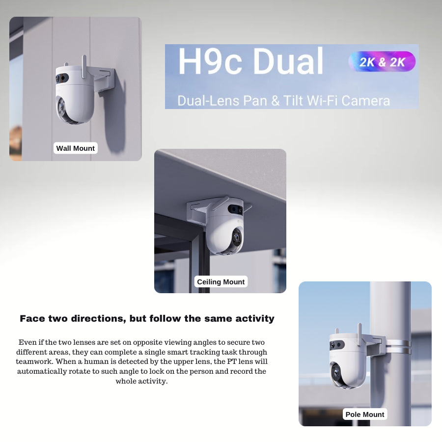EZVIZ H9c 2K Dual-Lens Pan & Tilt Wi-Fi Camera with 64GB SD card (UNBOXED DEAL)