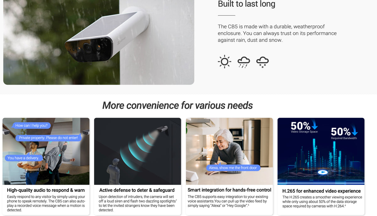 Ezviz CB5 4K Built in Solar Panel Battery AI Human Detection CCTV Camera