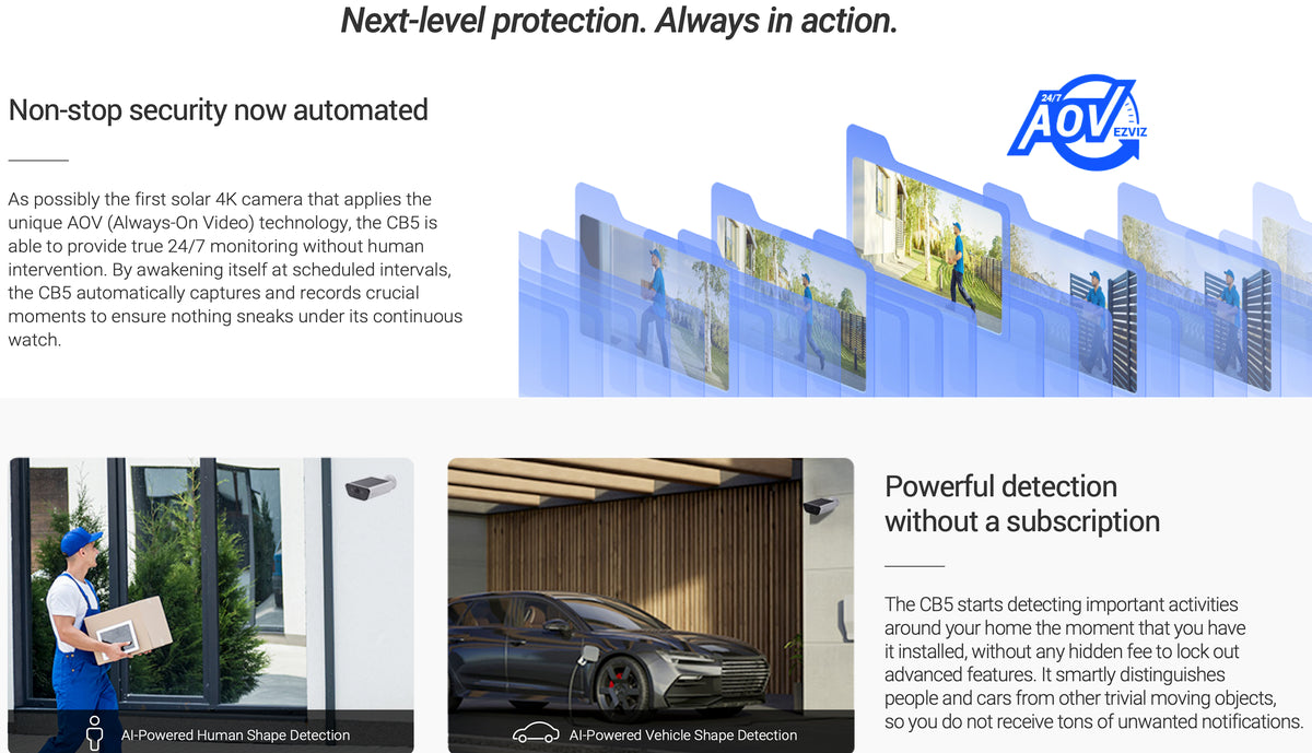 Ezviz CB5 4K Built in Solar Panel Battery AI Human Detection CCTV Camera