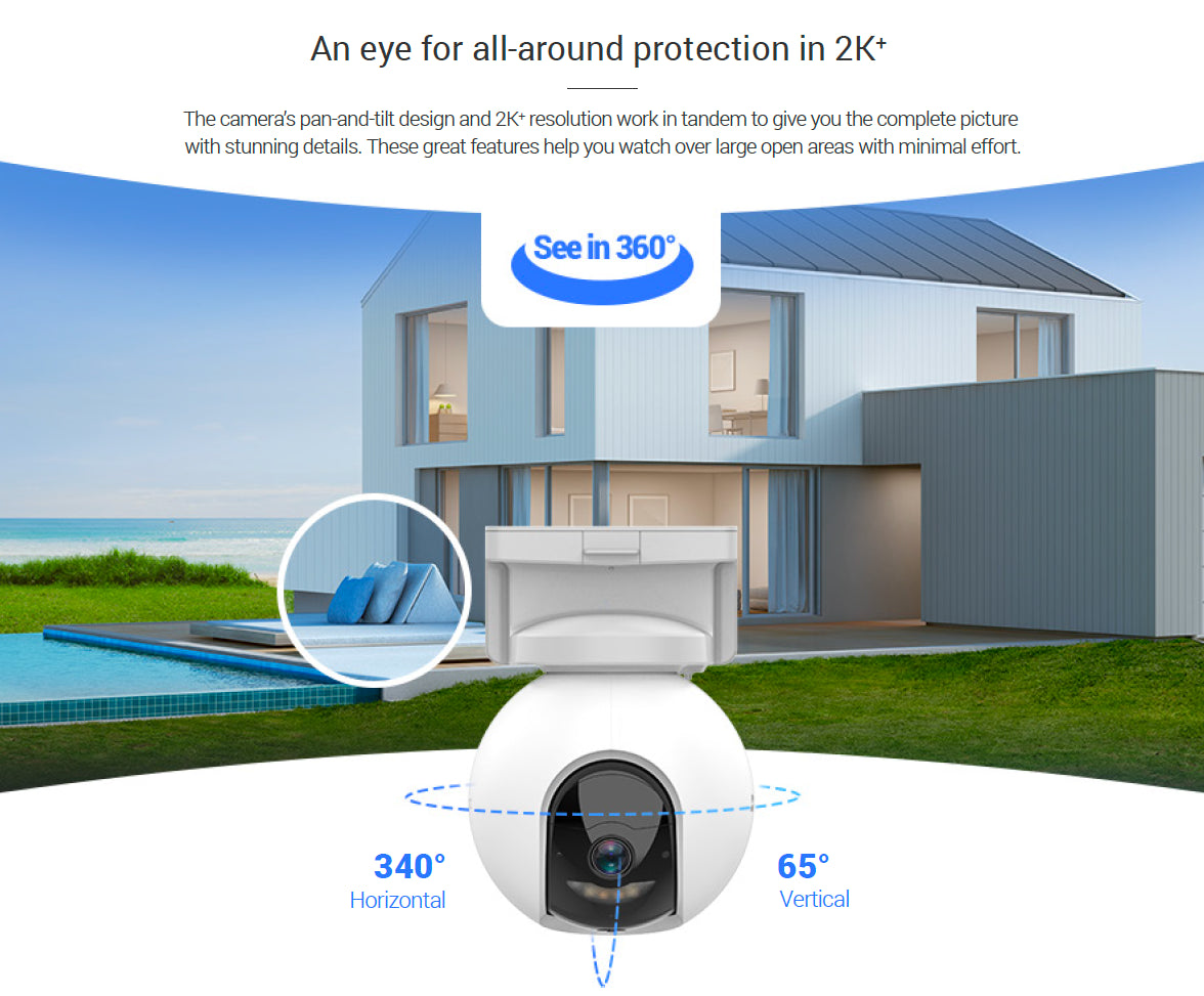 EZVIZ HB8 2K+ Wireless Battery Powered Pan & Tilt WiFi Security Camera