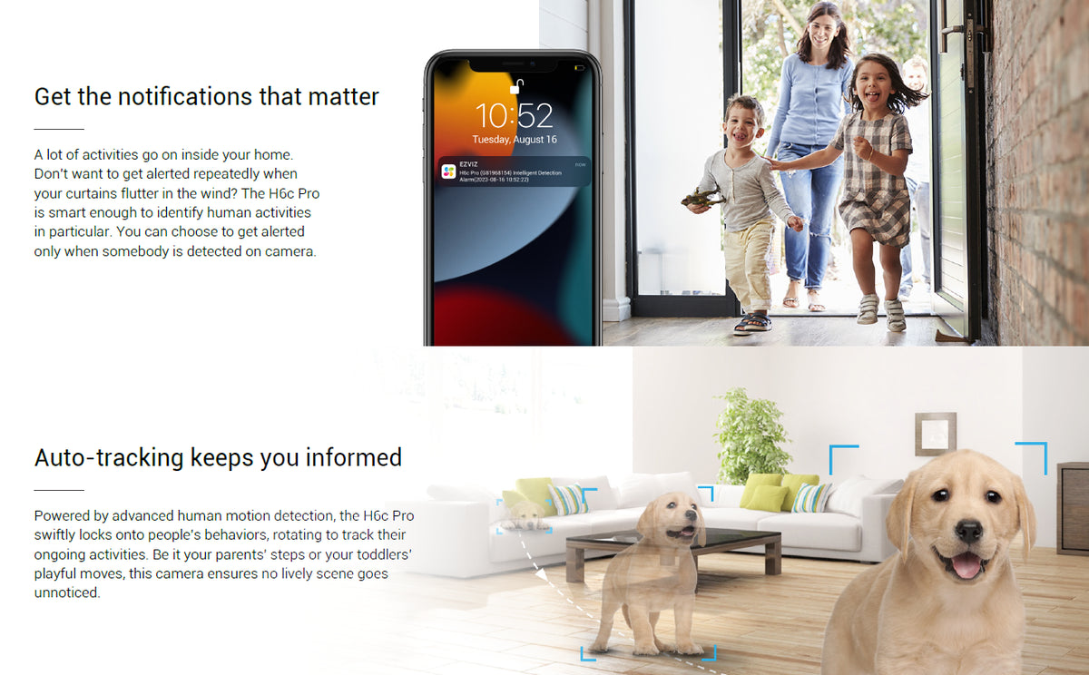 EZVIZ H6C PRO 2MP Color Night indoor One Touch Call Pan&Tilt WiFi Camera