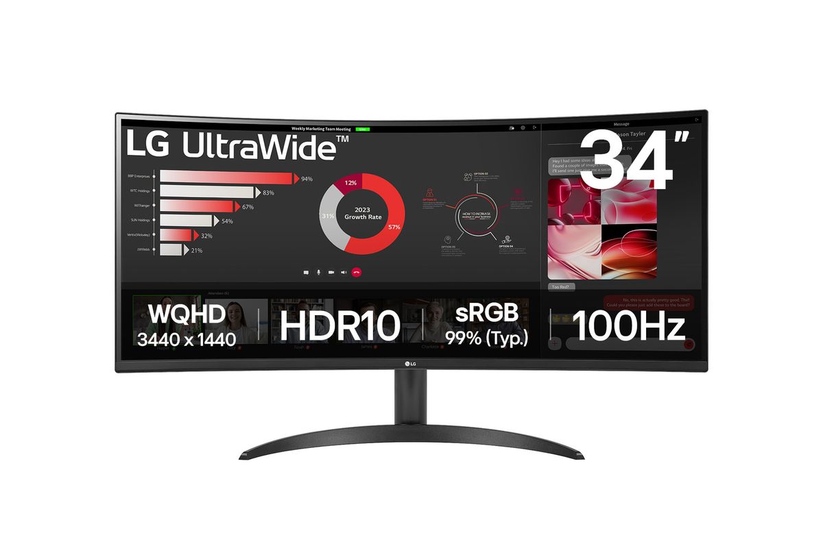 LG UltraWide 34" QHD VA Curved Monitor 100Hz - 34WR50QK (UNBOXED DEAL)