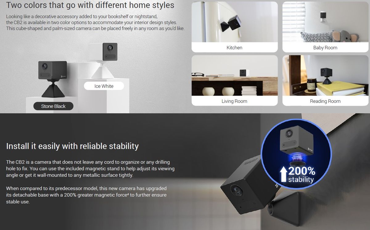 EZVIZ CB2 2MP Wi-Fi Smart Home Battery Camera - BLACK