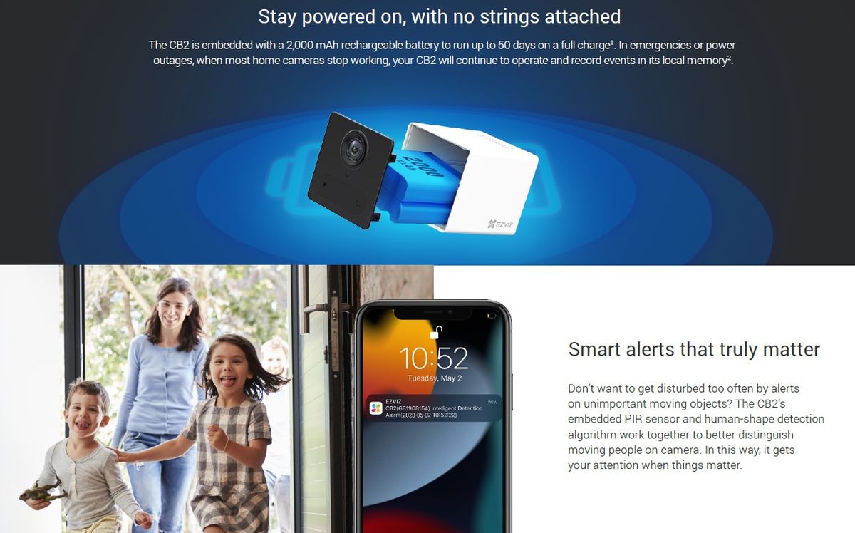 EZVIZ CB2 2MP Wi-Fi Smart Home Battery Camera - BLACK