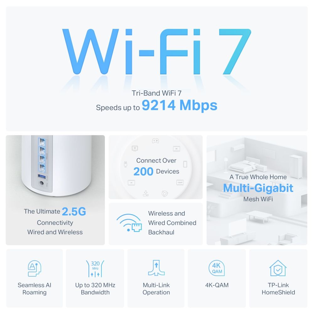 TP-Link Deco BE65(2-Pack) BE9300 Whole Home Mesh WiFi 7 System