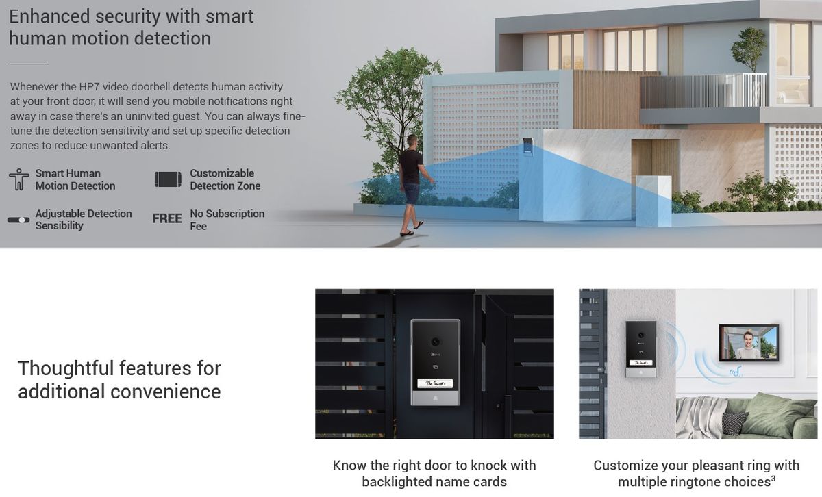 EZVIZ HP7 2K Smart Home Video Doorphone Remote Door/Gate Unlock system