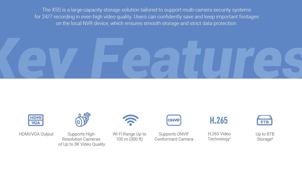 EZVIZ X5S - 8CH Wireless NVR with HDMI & VGA Output