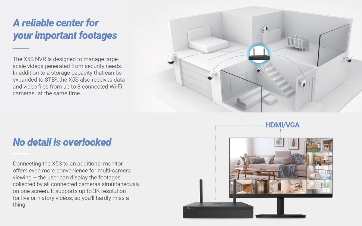 EZVIZ X5S - 8CH Wireless NVR with HDMI & VGA Output