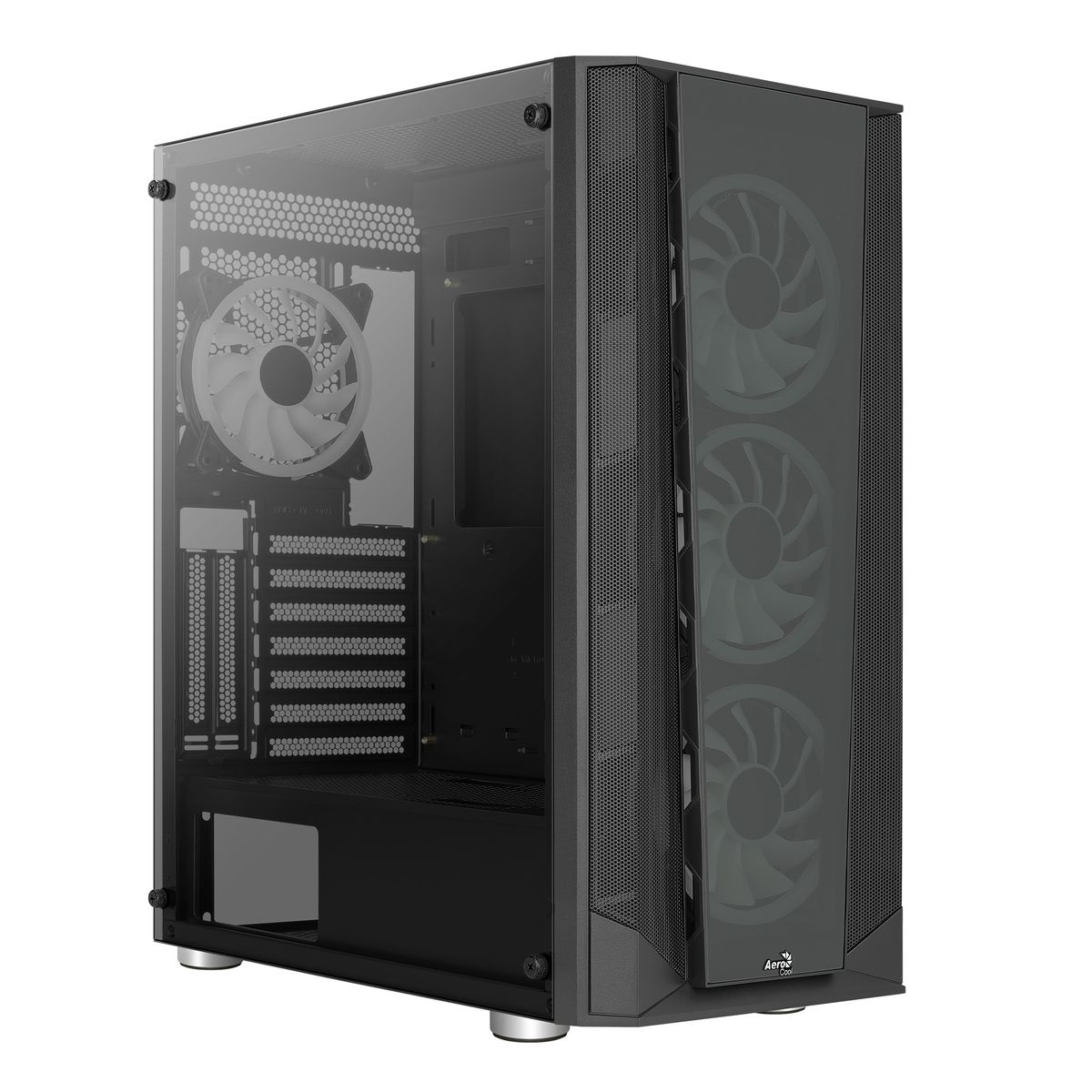 Aerocool Prism ARGB Black Mid tower case - 120mm ARGB Fan x 4; 6-port ARGB control hub - ATX - 2x 2.5'' or 2x3.5'' - 360 Radiato