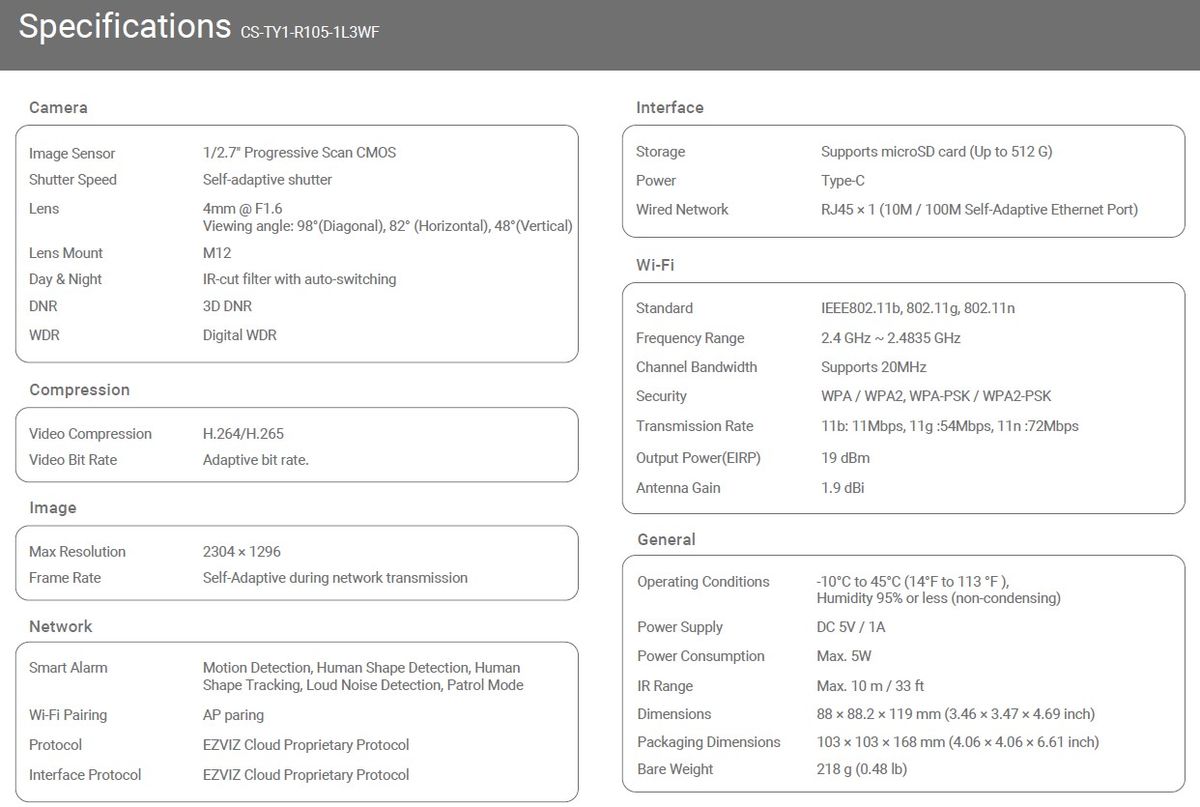 EZVIZ TY1 PRO 3MP INDOOR CAMERA & Hikvision 32GB Micro SD Card (UNBOXED DEAL)