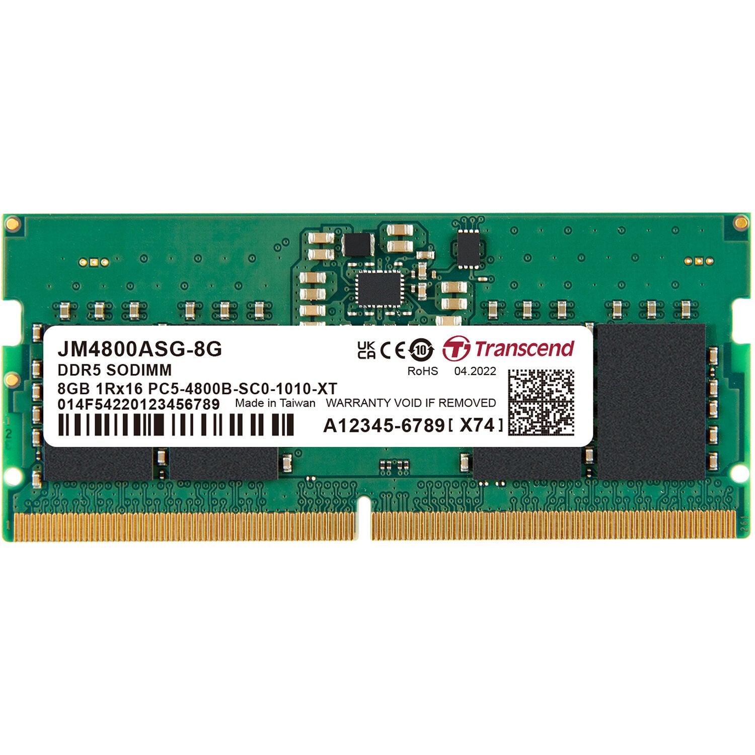 TRANSCEND JET MEMORY 8GB DDR5-4800 SO-DIMM 2RX8 CL40 (1Gx16)x4