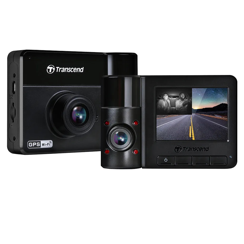 TRANSCEND DRIVEPRO 550 (MODEL B) DUAL LENS DASH CAM WITH 128GB MICROSD CARD