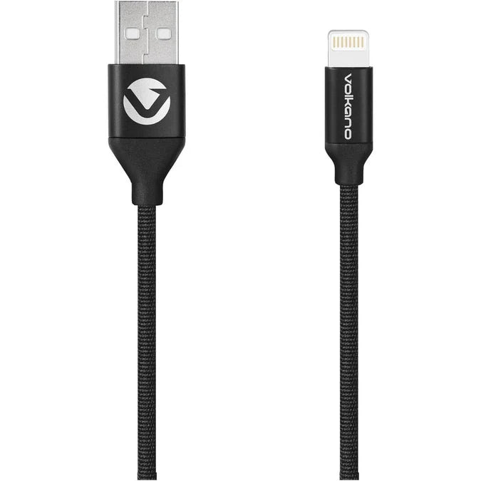 Volkano Weave Series Fabric Braided MFI Lightning Cable 1.2m - Black