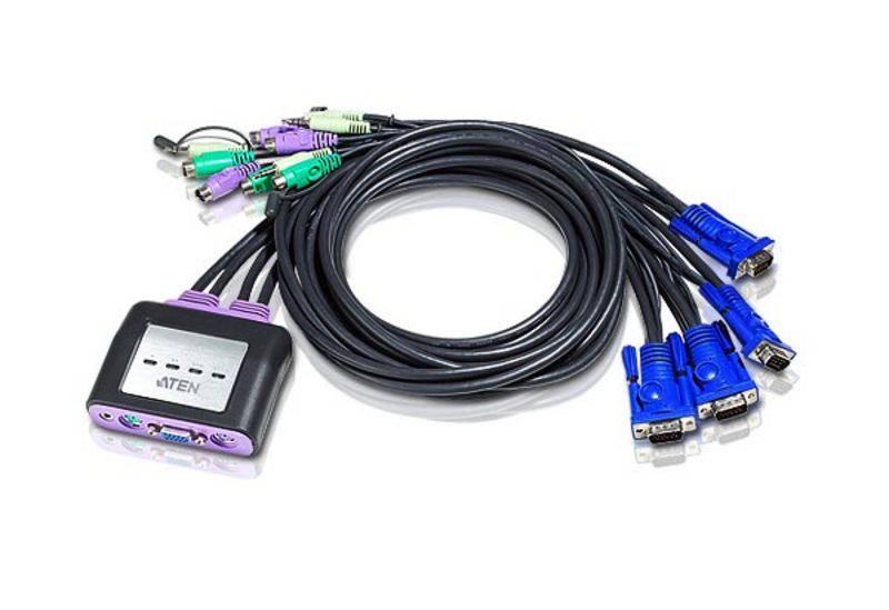 ATEN 4-Port PS2 VGA Cable-Built-in KVM with Audio support