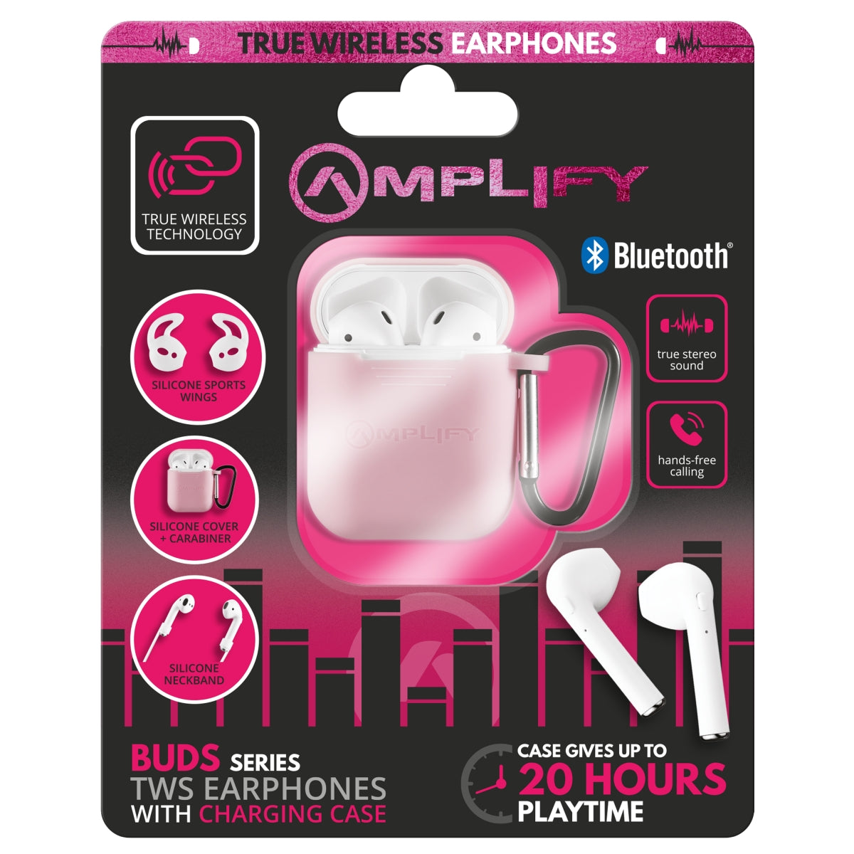 Amplify Buds Series True Wireless Earphones with Silicone Accessories - Pink-0