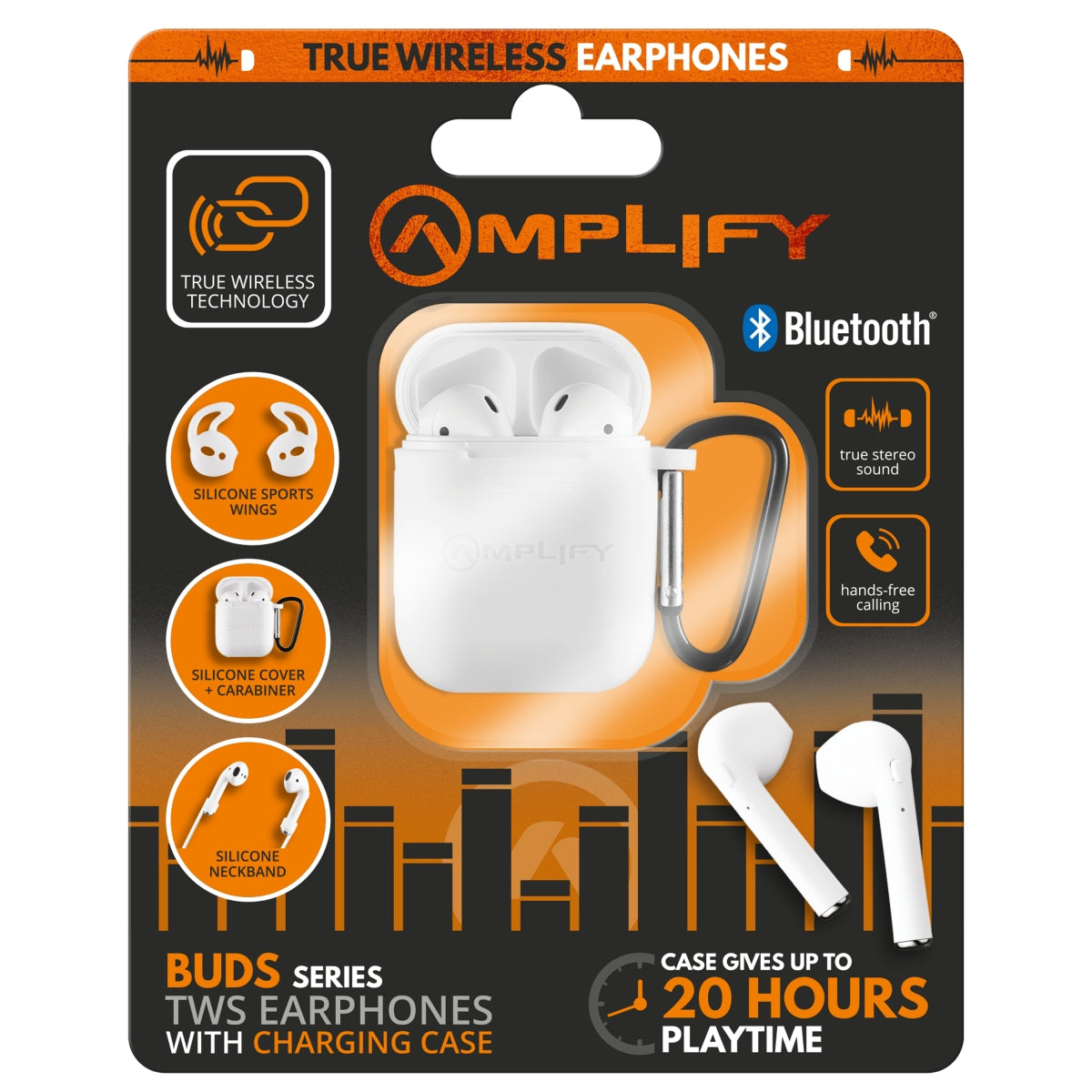 Amplify Buds Series True Wireless Earphones with Silicone Accessories - White-0
