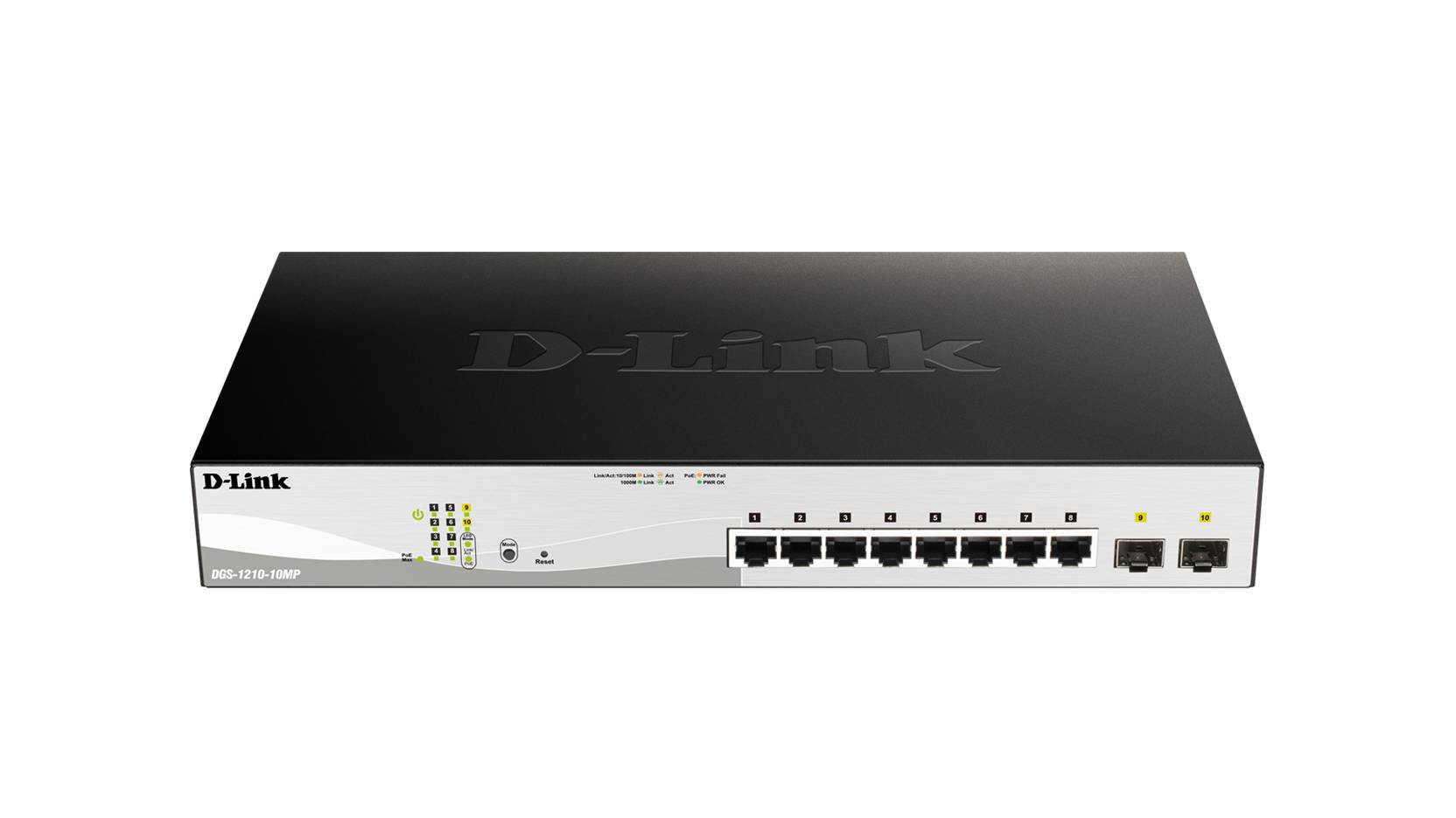 D-LINK 8-ports 10/100/1000Base-T PoE Smart Switch plus 2 SFP ports - 130W PoE budget