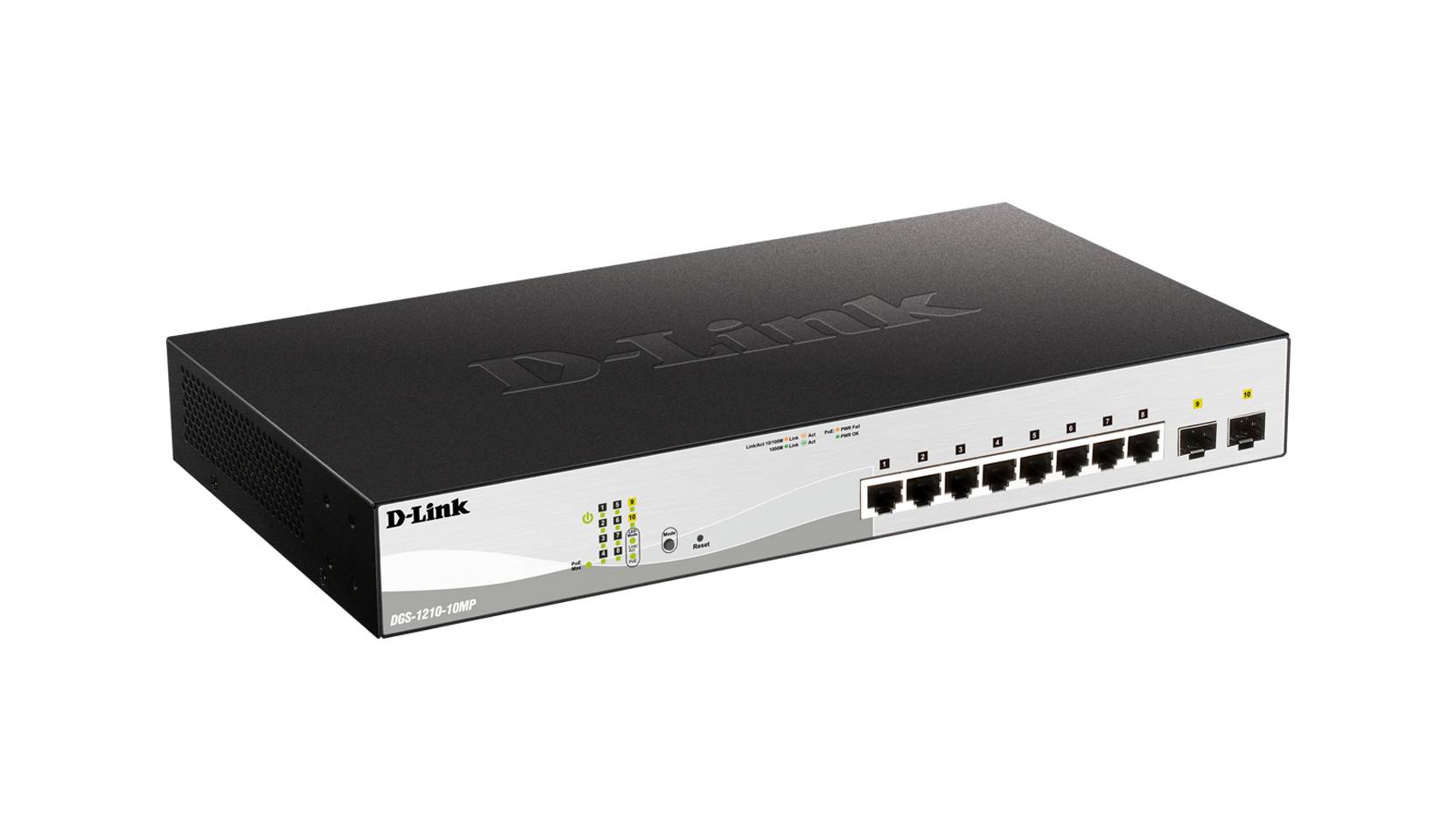 D-LINK 8-ports 10/100/1000Base-T PoE Smart Switch plus 2 SFP ports - 130W PoE budget