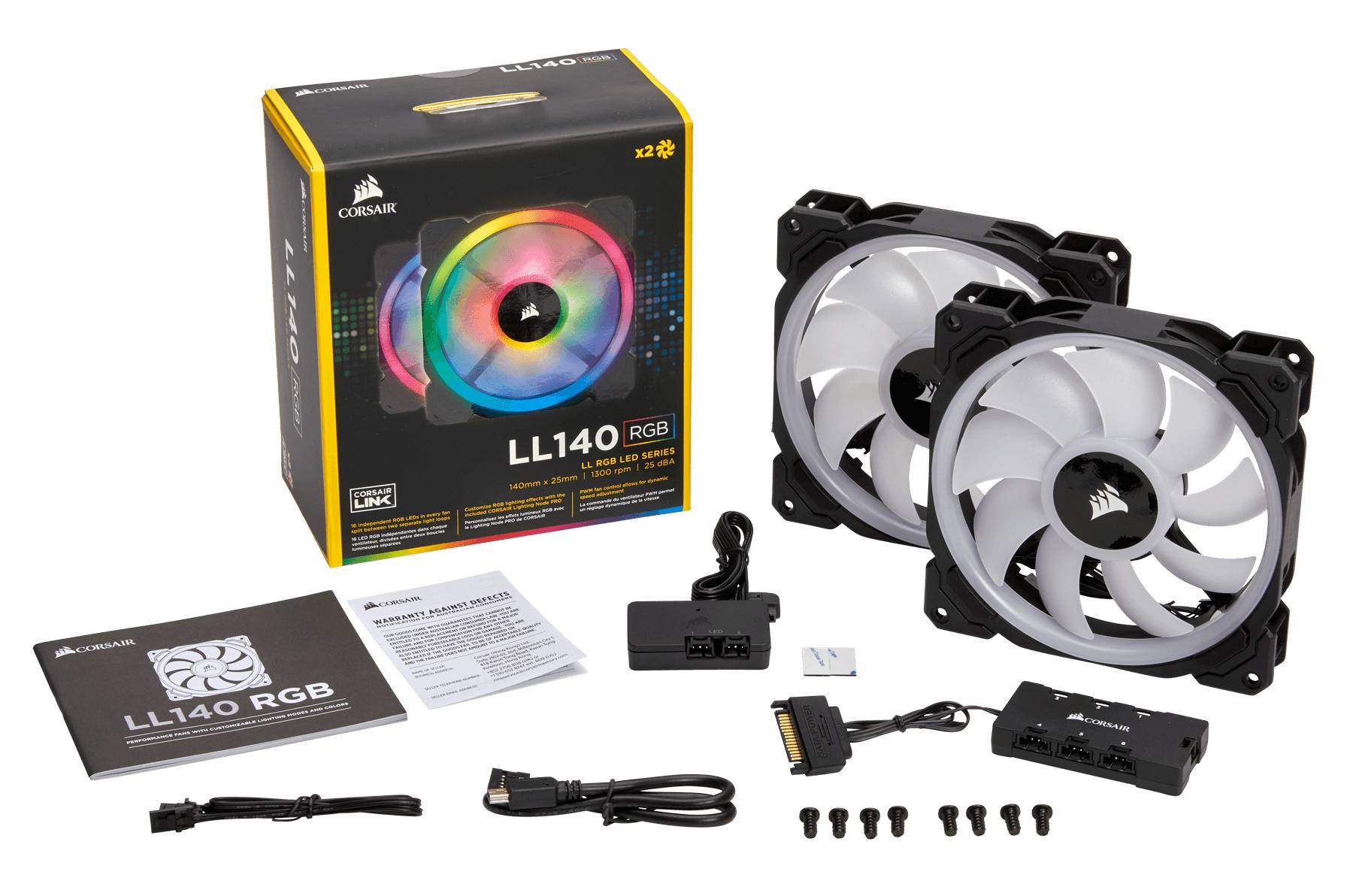 Corsair LL140 RGB 140mm Dual Light Loop RGB LED PWM Fan — 2 Fan Pack