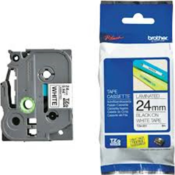 Brother 24MM Black on White Laminated tape